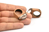 Resin&Wood Ring, 1 White Brown Resin Ring (36x24mm) X007