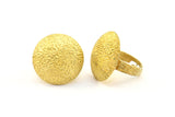 Brass Round Ring, 2 Raw Brass Textured Adjustable Round Rings E260