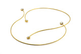 Brass Choker Necklace, 1 Raw Brass Open Wire Necklace With CZ Zircon Bead Ending P002 R055