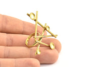 Brass Ring Setting, 5 Raw Brass Ring Settings With 4 Pads BS 1802