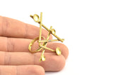 Brass Ring Setting, 5 Raw Brass Ring Settings With 4 Pads BS 1802