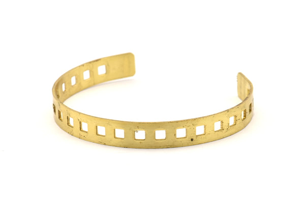 Square Brass Bracelets - 2 Raw Brass Cuffs, Bracelets, Bangles (8x152x1mm) V027