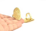 Brass Ethnic Ring, 1 Raw Brass Textured Adjustable Ethnic Rings E280