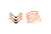 Copper Bohemian Ring, 4 Rose Gold Plated Copper Chevron Adjustable Ring Settings (16-17mm)  23 Gauge Mn87 Q0463