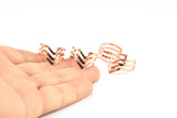 Copper Bohemian Ring, 4 Rose Gold Plated Copper Chevron Adjustable Ring Settings (16-17mm)  23 Gauge Mn87 Q0463