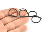 Black Rectangle Ring, 4 Oxidized Brass Black Geometric Boho Rings (18.5mm) N0283 S770