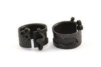Black Ethnic Ring, Oxidized Brass Black Ring Setting N0156 S357