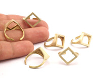 Brass Rhomb Ring, 1 Raw Brass Diamond Shape Adjustable Ring N0066