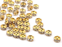 Vintage Gold Bead, 12 Vintage Gold Swarovski Rondelle Beads  (7.5x3.5mm) SR66 Y255