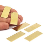 Brass Rectangle Blank, 12 Raw Brass Rectangle Stamping Blank, with 2 Holes, Pendants (40x15x0.80mm) D0162