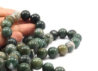 Moss Agate  14mm Gemstone Beads Full Strand G477