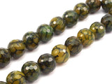 Green Crab Agate 8 Mm Disco Faceted Gemstone Round Beads Full Strand G1570 T015