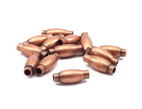 Copper Magnetic Clasp, 5 Copper Brass Magnetic Clasps For 4 mm Leather Cord (19x8mm) Y282