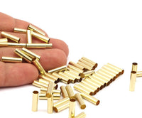 Raw Brass Spacer Beads, 60 Raw Brass Tubes (4x14mm) BRC203--N0687