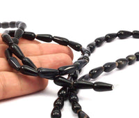 Black Onyx 16x8 mm drop Gemstone Beads Full Strand 15.5 inches T004