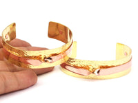 Brass Copper Cuff - 3 Brass and Copper Cuff Bracelets (148x18x0.80mm)  BRC209
