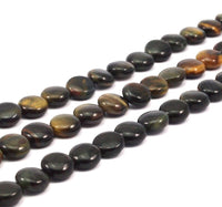 Tiger Eye Beads, 10mm Coin Gemstone Beads T026