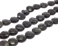 Black Onyx 14mm Coin Faceted Gemstone Beads Full Strand 15.5 Inches T018