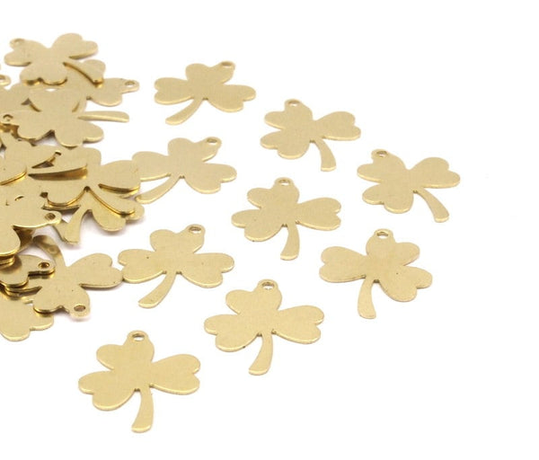 Maple Leaf Blank, 50 Raw Brass Clover Blanks (17x14mm)  A0708