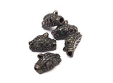 1 Gunmetal Leopard Head Beads, Cz Micro Pave Bead 17x10mm W01000 B-4