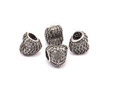 1 Silver Tone Brass Heart Beads, CZ Micro Pave Beads (12x11.50mm) Hole Size 5mm   wpdl065 L03