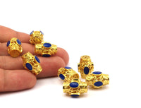 2 pcs Brass Enamel Beads (17x13mm) L05