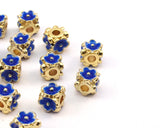 Enamel Brass Bead, 2 Brass Flower Enamel Beads (6mm)  R075