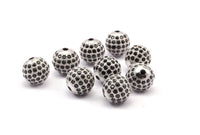 Cubic Zirconia Ball Bead, 1 Pc Navy Micro Pave Cz Cubic Zirconia 10 Mm Ball Bead W00003 B-4