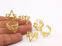 Brass Triangle Ring - 6 Raw Brass Adjustable Geometric Triangle Rings N019