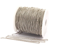 Silver Brass Chain, 1 Meter - 3.3 Feet (1.5mm) Silver Tone Brass Faceted Ball Chain - W71