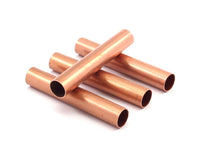 Copper Tube Beads - 5 Raw Copper Tube Beads (60x10mm) Hole Size 9mm Brc274--d0482