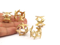Brass Butterfly Ring - 3 Raw Brass Adjustable Butterfly Rings N028