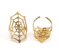 Spider Web Ring - 3 Raw Brass Adjustable Spider Web Rings N033