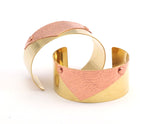 Brass Copper Cuff - 3 Brass And Copper Cuff Bracelets (150x30x0.80mm) T110