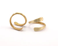 Brass Spiral Ring - 4 Raw Brass Spiral Adjustable Rings N052