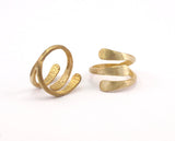 Brass Spiral Ring - 4 Raw Brass Adjustable Spiral Rings N056