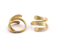 Brass Spiral Ring - 4 Raw Brass Adjustable Spiral Rings N056