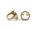 Brass Circle Ring - 2 Raw Brass Adjustable Open Circle Rings N0049