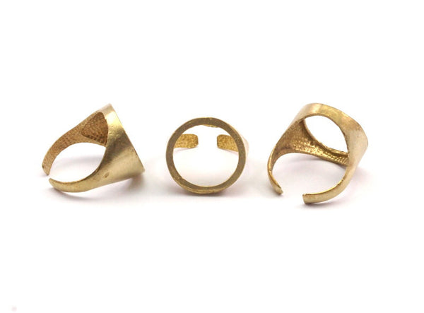 Brass Circle Ring - 2 Raw Brass Adjustable Open Circle Rings N0049