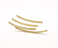 Square Noodle Tubes - 50 Raw Brass Square Curved Tubes (50x2x2mm) Brc273