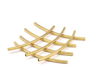 Square Noodle Tubes - 50 Raw Brass Square Curved Tubes (50x2x2mm) Brc273