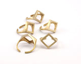 Brass Rhomb Ring - 5 Raw Brass Adjustable Rhomb Rings N066