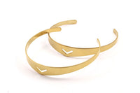2 Raw Brass Cuff Bracelet Blank Bangle With Chevron Without Holes (4to10mm)  BRC013