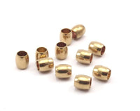 20 Raw Brass Oval Industrial Findings, Spacer Beads ( Hole size 4mm) (7x6.5mm)  D0200-1