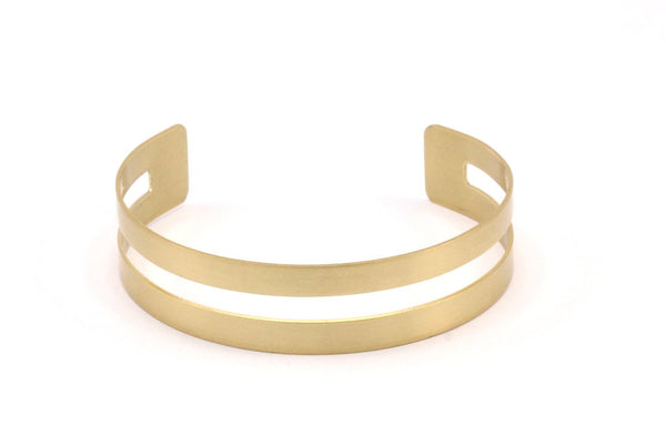 Brass Bracelet Blank - 2 Raw Brass Cuff Bracelet Bangles (15x155x0.80mm) T119
