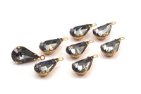 Black Diamond Swarovski Setting, 20 Black Diamond Swarovski Crystal Drop Raw Brass Prong Settings (13x8mm) Y360 Y161