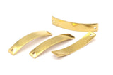 Brass Stamping Blank - 14 Raw Brass Curved Rectangle Stamping Blanks With 2 Holes (41x8x0.8mm) K626