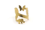 Adjustable Butterfly Ring - 10 Raw Brass Adjustable Butterfly Ring Settings (16x17mm / 23 Gauge) Mn38