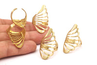 Adjustable Wing Ring - 4 Raw Brass Adjustable Wing Rings N040