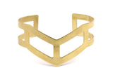 Raw Brass Bracelet, 4 Brass Chevron Bracelet Cuff Bangles (19x151x0.80mm) Brc 171